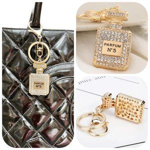 NWT Perfume bottle №5 Rhinestone Crystal Bag Charm Pendant and Key Holder